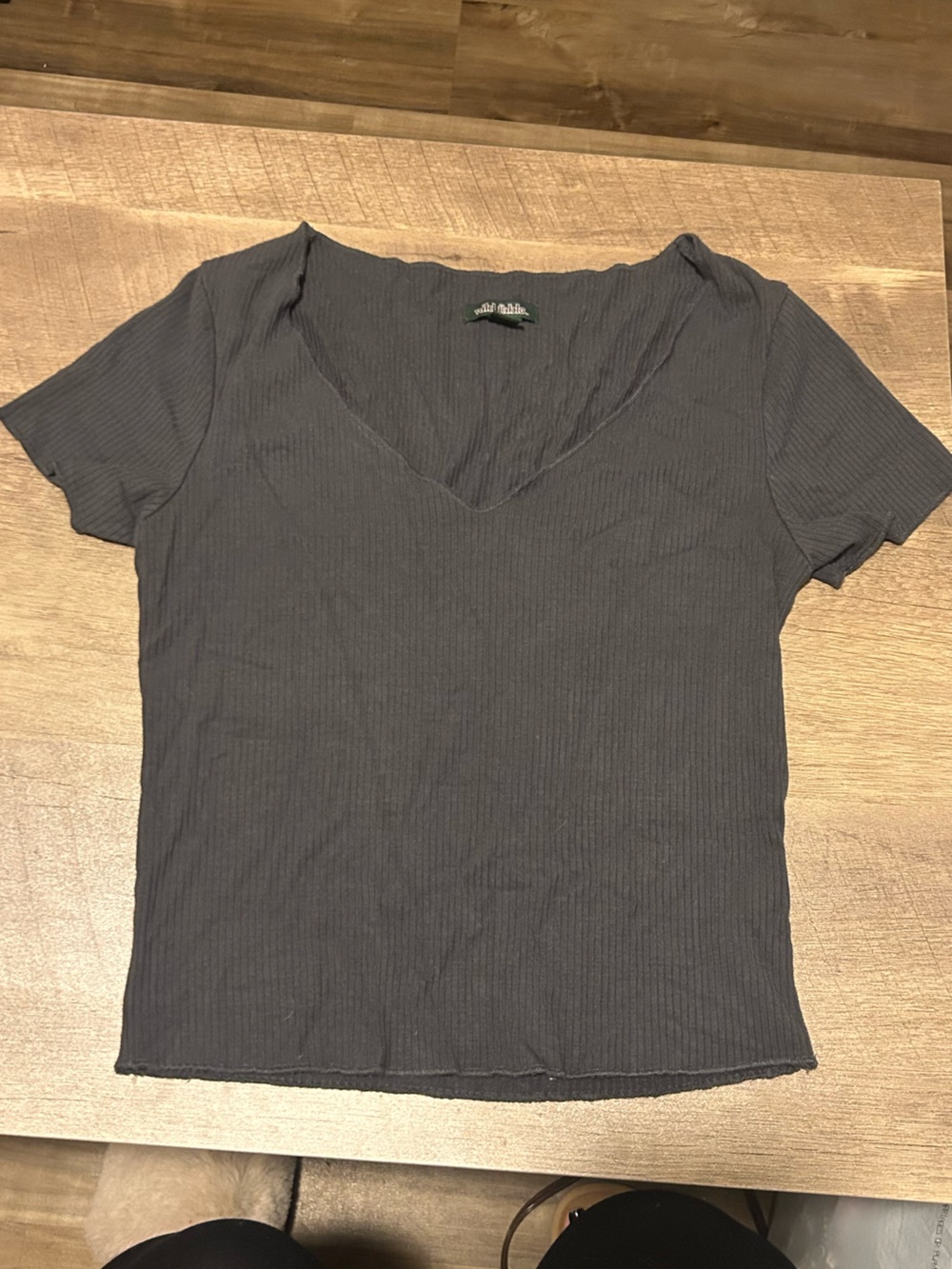 wild fable Women’s Short Sleeve Ribbed Tee in Charcoal Gray